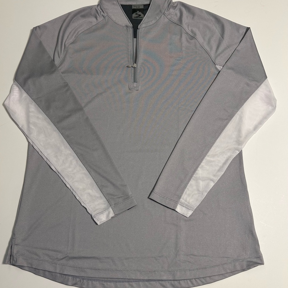 STORM CREEK Gray silver and White Quarter-Zip Pullover lightweight woman’s Large